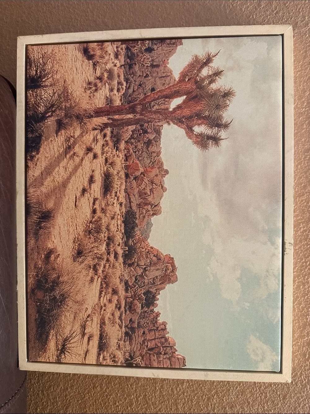 Desert Joshua Tree Wall Art Print in Tan and Blue